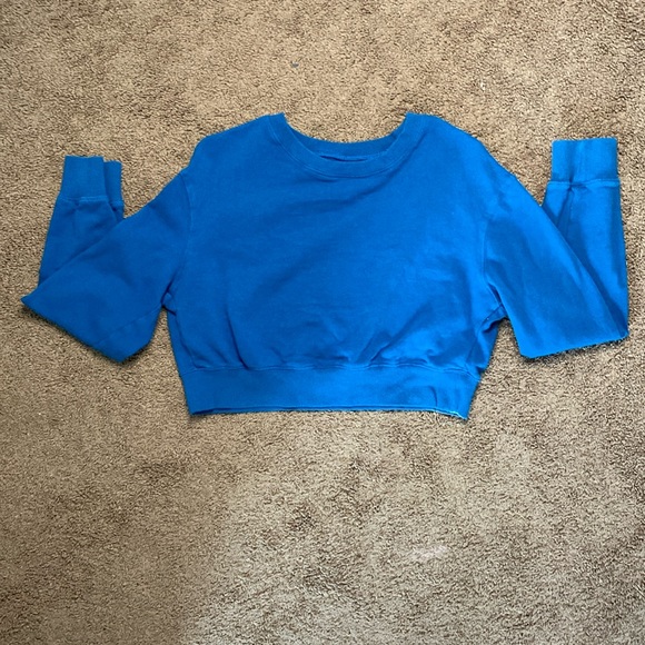 SHEIN Sweaters - SHEIN Cropped Blue Sweatshirt